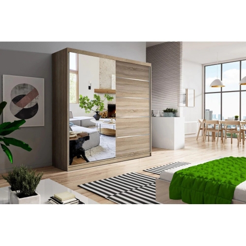 Dressing Deluxe 150x200x61 cm, sonoma cu oglinda