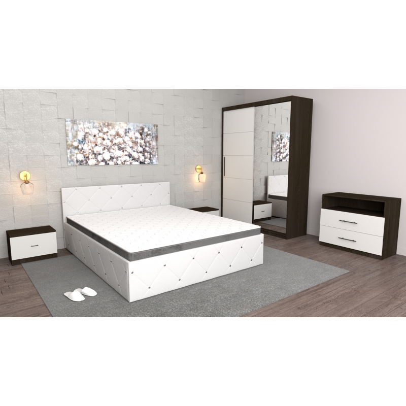 Dormitor Milano Alb Wenge cu comoda...