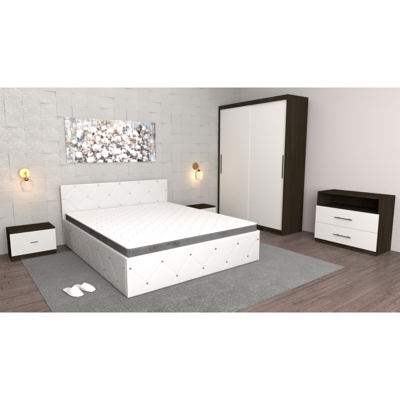 Dormitor Milano Alb Wenge cu comoda...