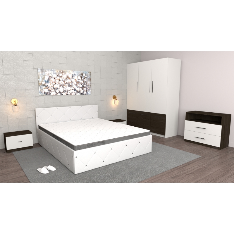 Dormitor Milano Alb Wenge cu comoda...