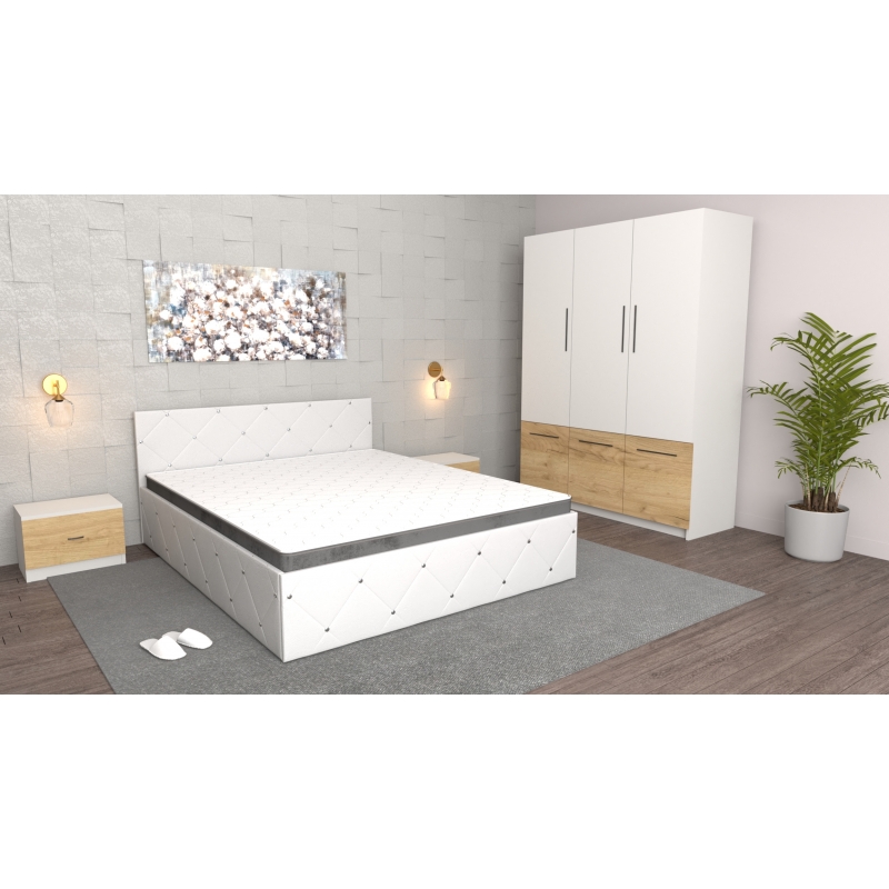 Dormitor Milano Alb Oak Craft Gold cu...