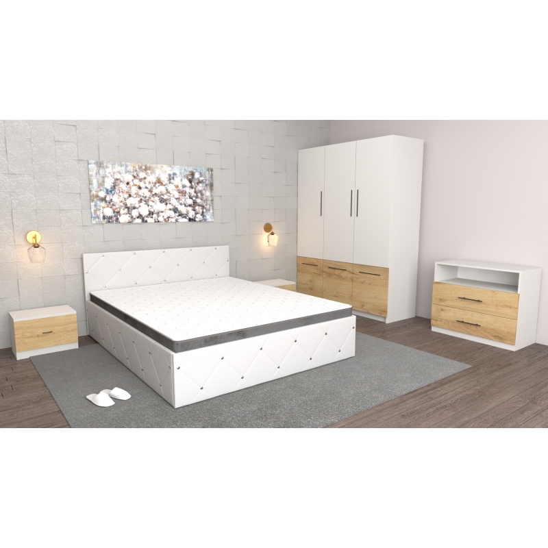 Dormitor Milano Alb Oak Craft, Dulap...
