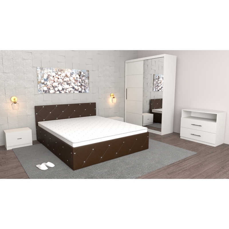 Dormitor Milano Wenge Alb cu comoda...