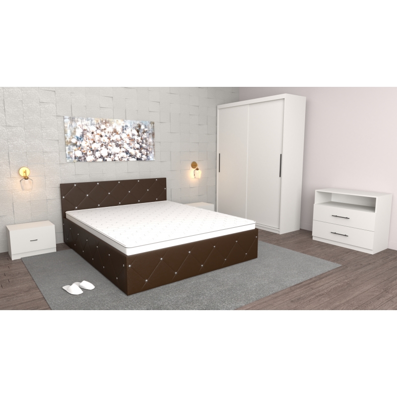 Dormitor Milano Wenge Alb cu comoda...
