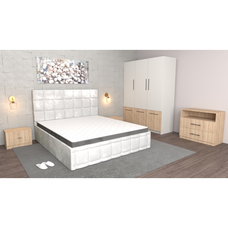 Dormitor Regal Alb Oak Craft cu...