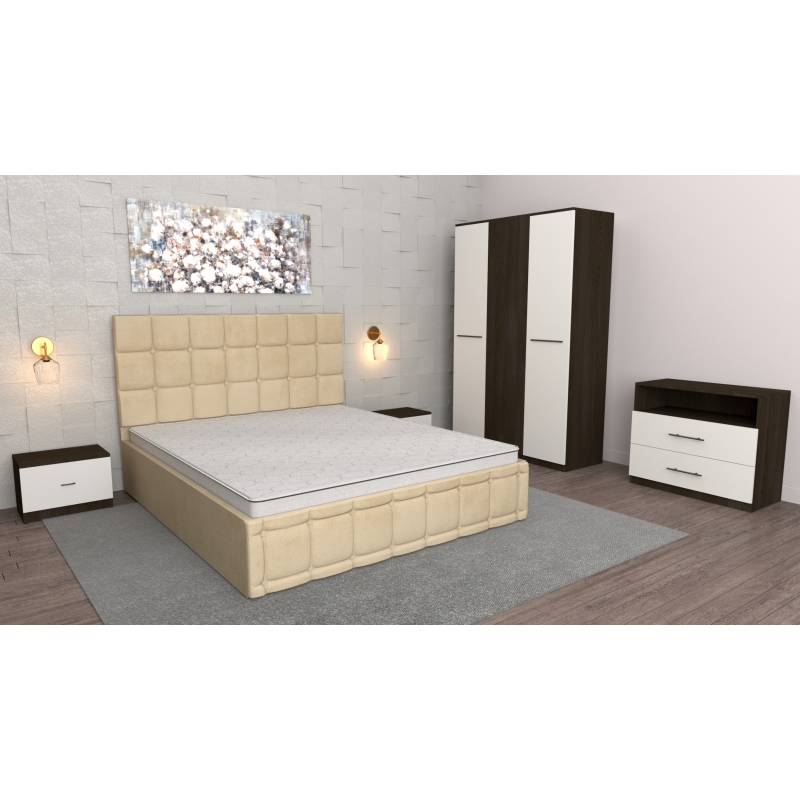 Dormitor Regal Bej Wenge cu Comoda Tv...
