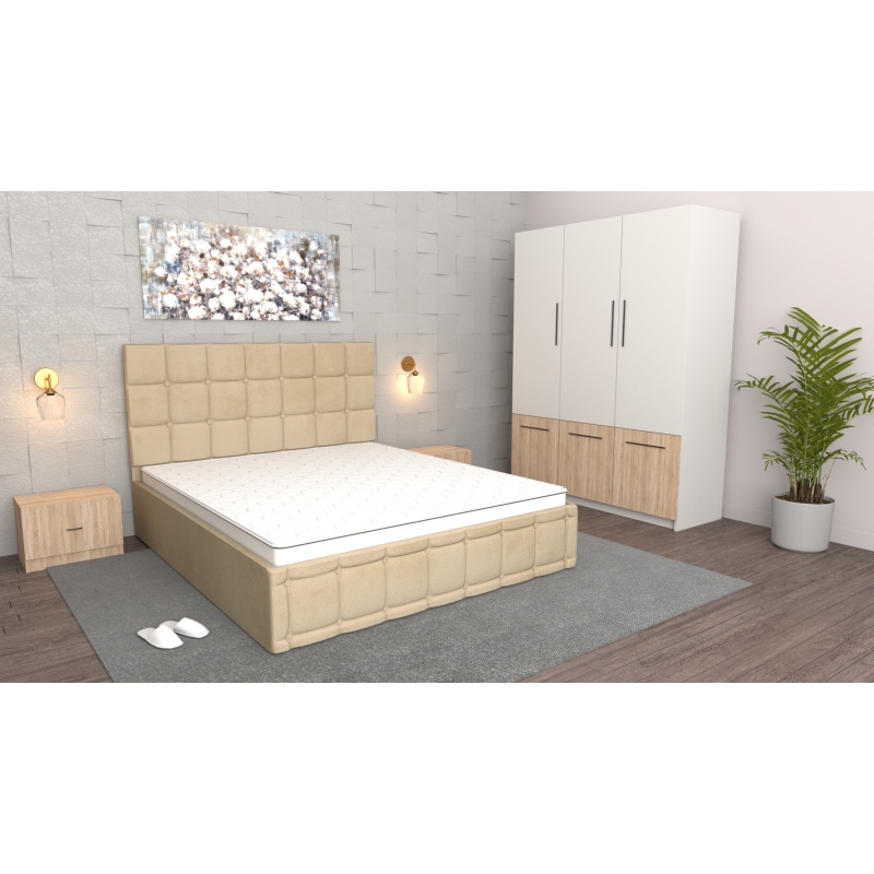 Dormitor Regal Bej Oak Craft  cu...