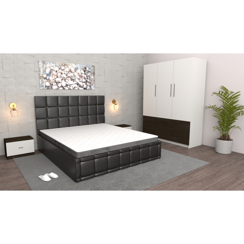 Dormitor Regal Negru Wenge cu Dulap...