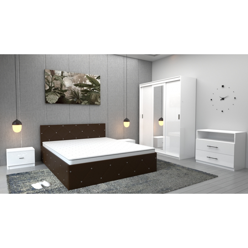 Dormitor Milano Wenge Alb cu Dulap...