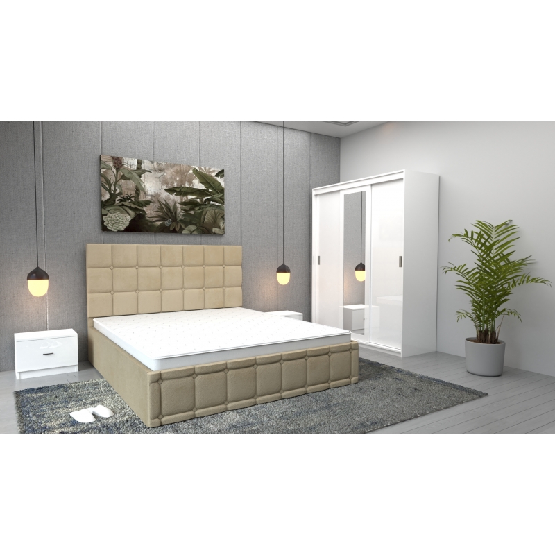 Dormitor Regal Bej Alb cu Dulap Royal...