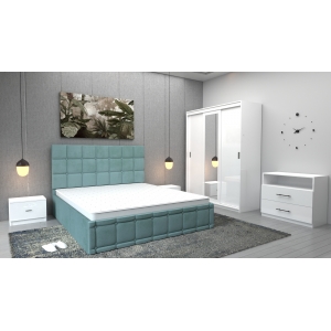 Dormitor Regal Turcoaz Alb...