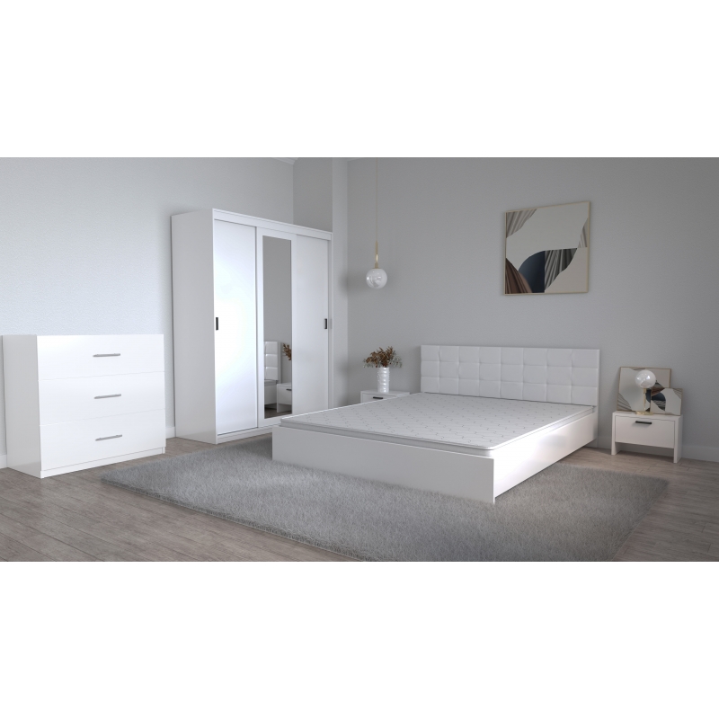 Set Dormitor Coral Alb cu tablie...