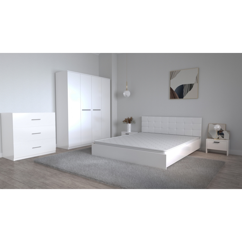 Set Dormitor Coral Alb cu tablie...
