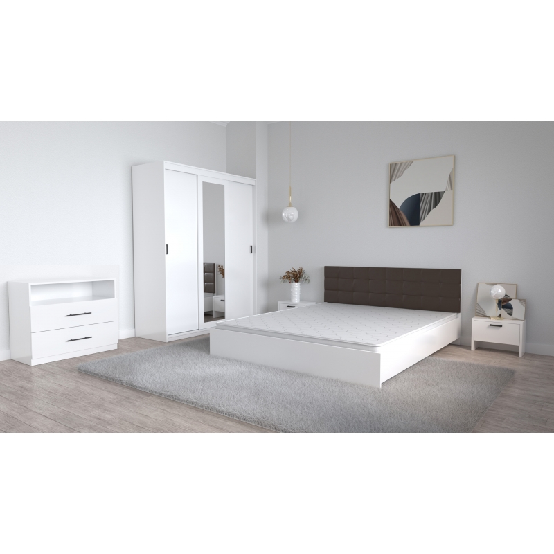Set Dormitor Coral Alb cu tablie...