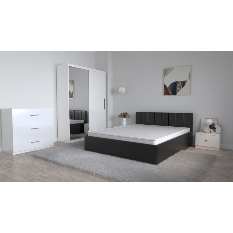Set Dormitor Oliver Pat tapitat Negru...
