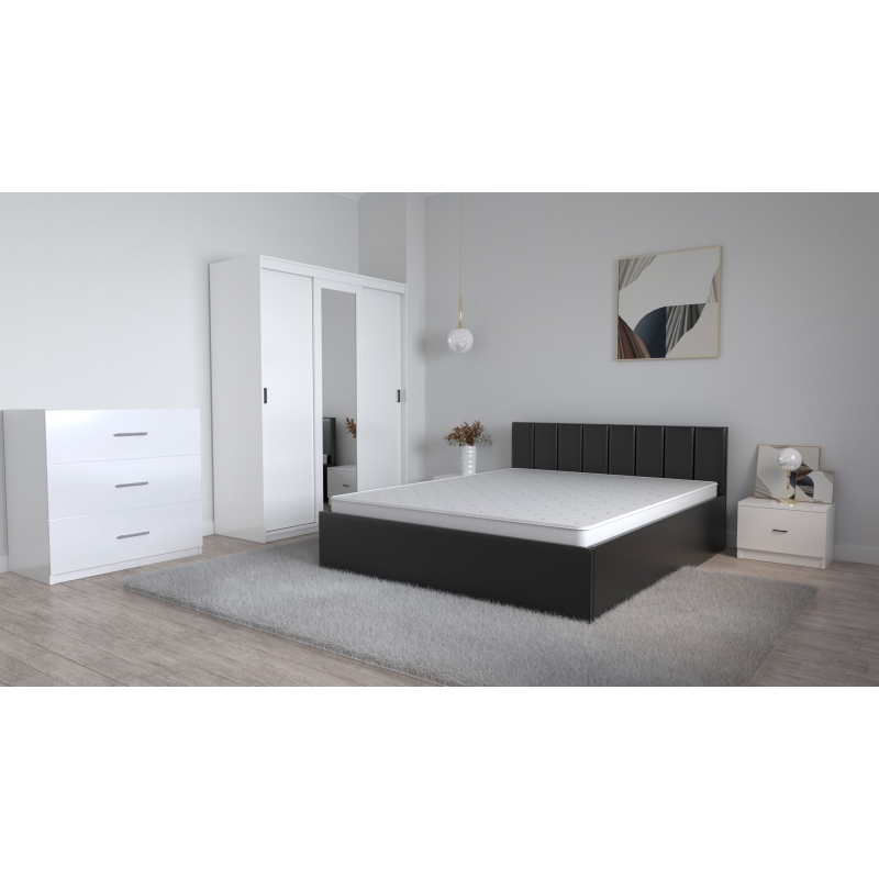 Set Dormitor Oliver Pat tapitat Negru...