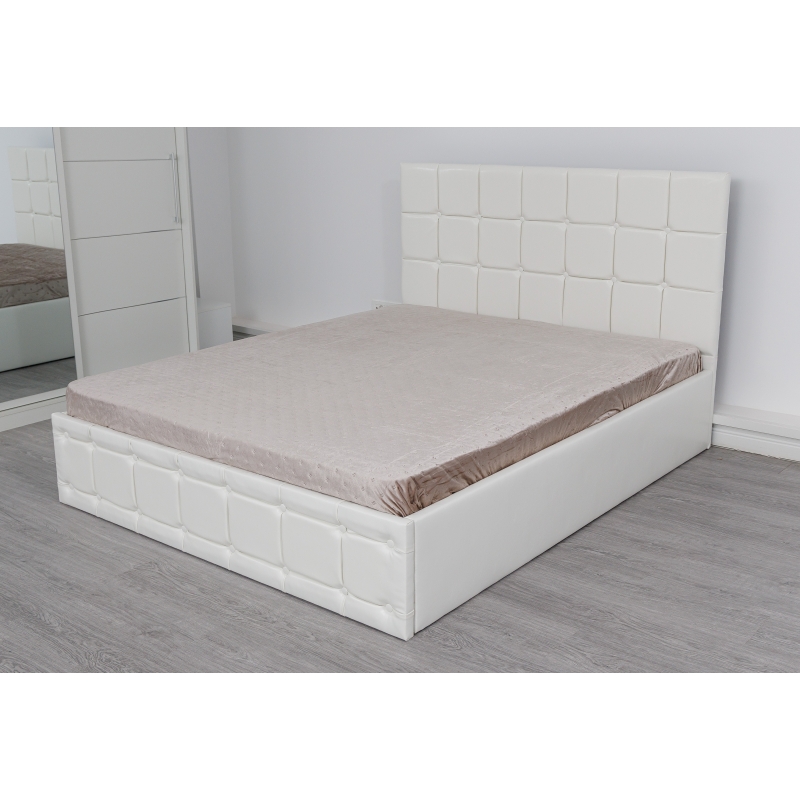 Pat Regal Alb tapitat 160x200 din...