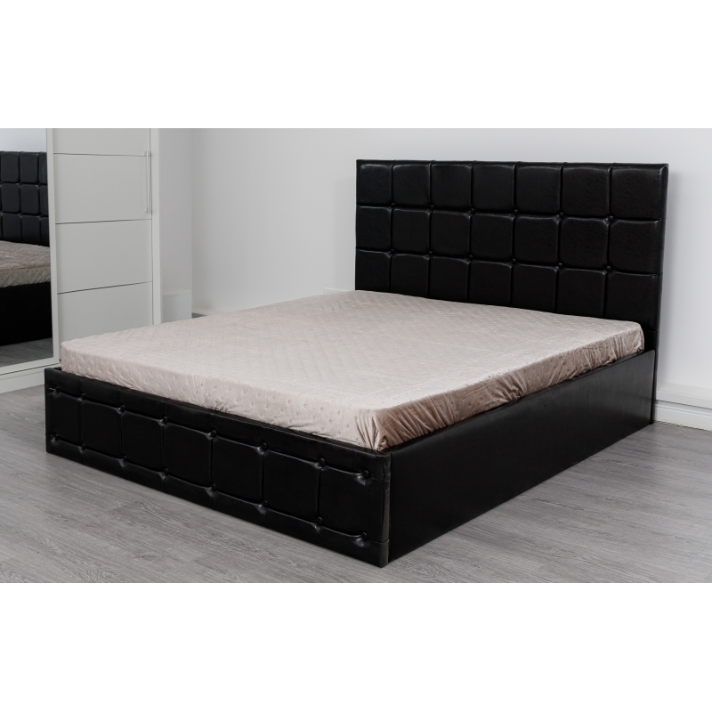 Pat Regal Negru tapitat 180x200 din...