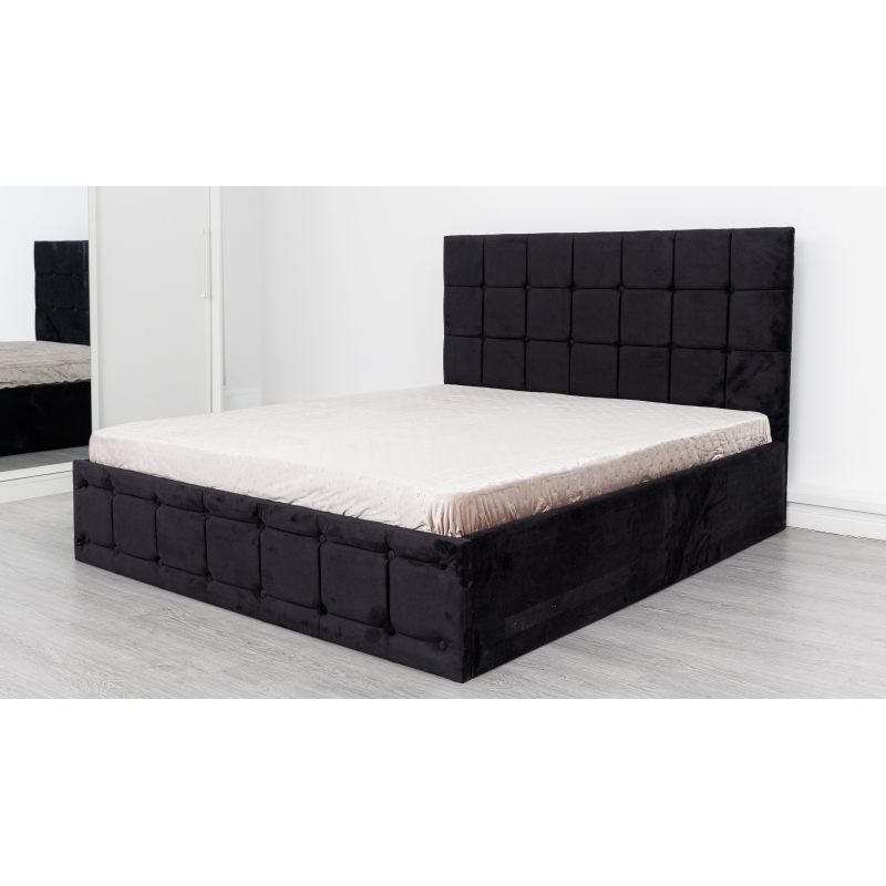 Pat Regal Negru tapitat 180x200 din...