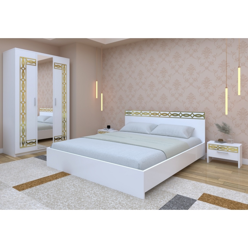 Set Dormitor Star Daria Gold Alb...