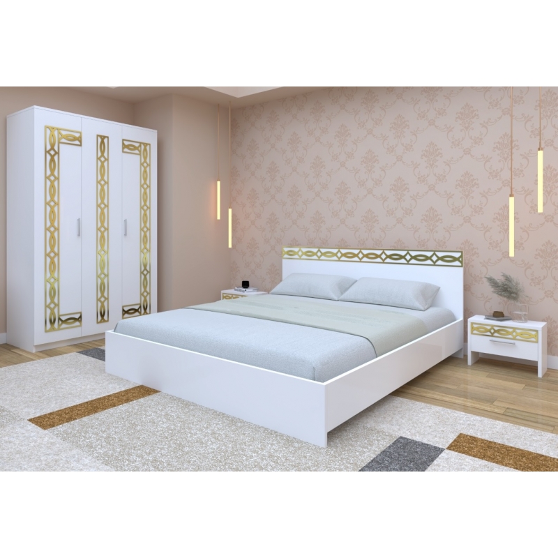 Set Dormitor Star Daria Gold Alb...