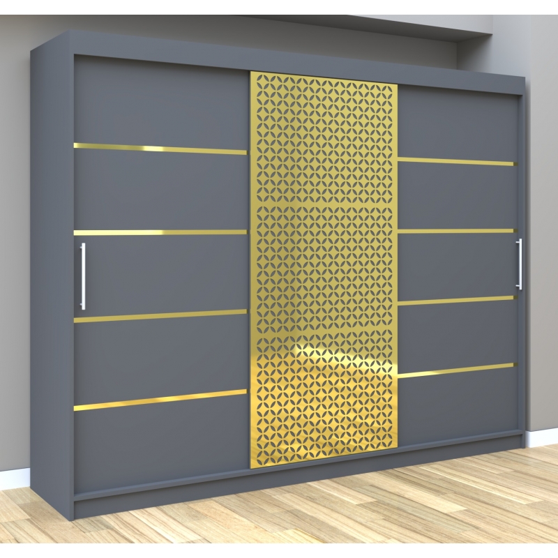 Dulap Dormitor Matei Gold 250 cm Gri...
