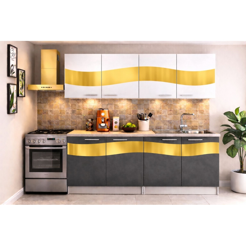 Bucatarie Jamila 200 cm Gri Alb...