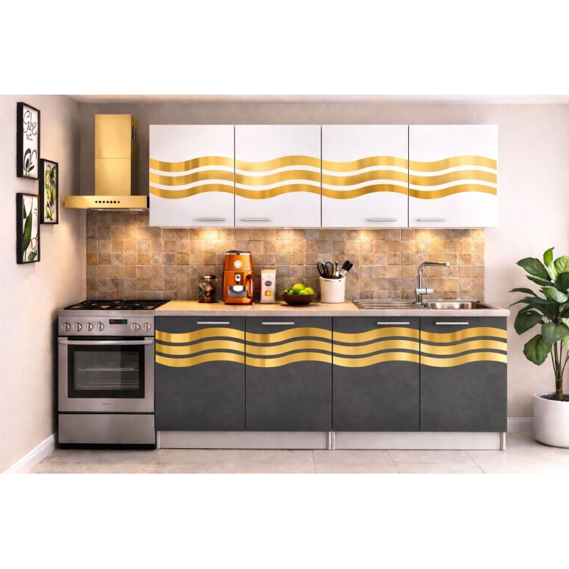 Bucatarie Amelia 200 cm Gri Alb...