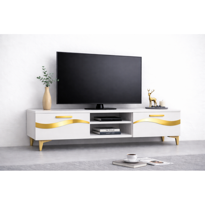 Comoda TV Living Viena 180 cm Alb cu...